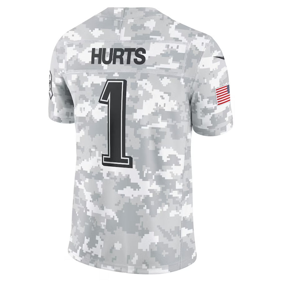 P.Eagles #1 Jalen Hurts Arctic Camo 2024 Salute to Service Limited Stitched American Football Jerseys - Main View