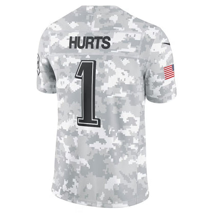 P.Eagles #1 Jalen Hurts Arctic Camo 2024 Salute to Service Limited Stitched American Football Jerseys - Main View