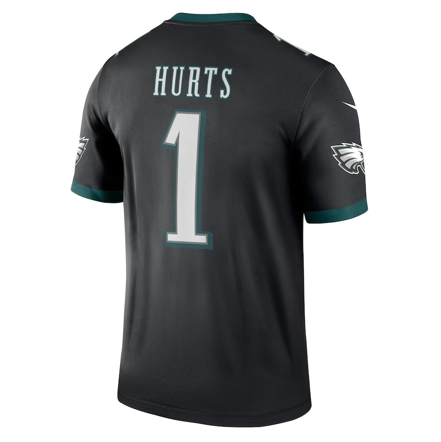 P.Eagles #1 Jalen Hurts Legend Jersey - Black American Football Jersey - Main View