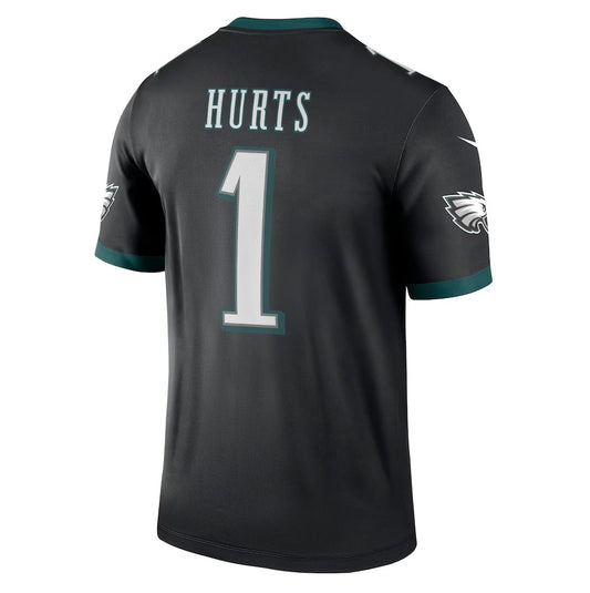 P.Eagles #1 Jalen Hurts Legend Jersey - Black American Football Jersey - Main View