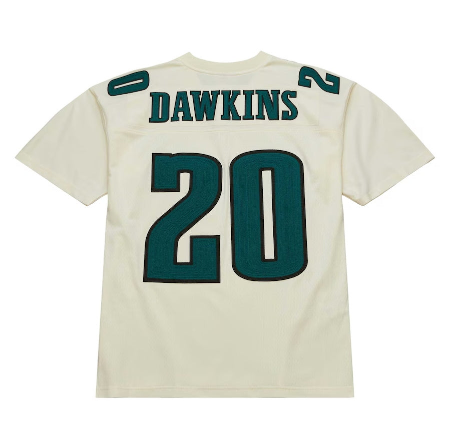 P.Eagles #20 Brian Dawkins Mitchell & Ness Chainstitch Legacy Jersey - Cream Stitched American Football Jerseys - Main View