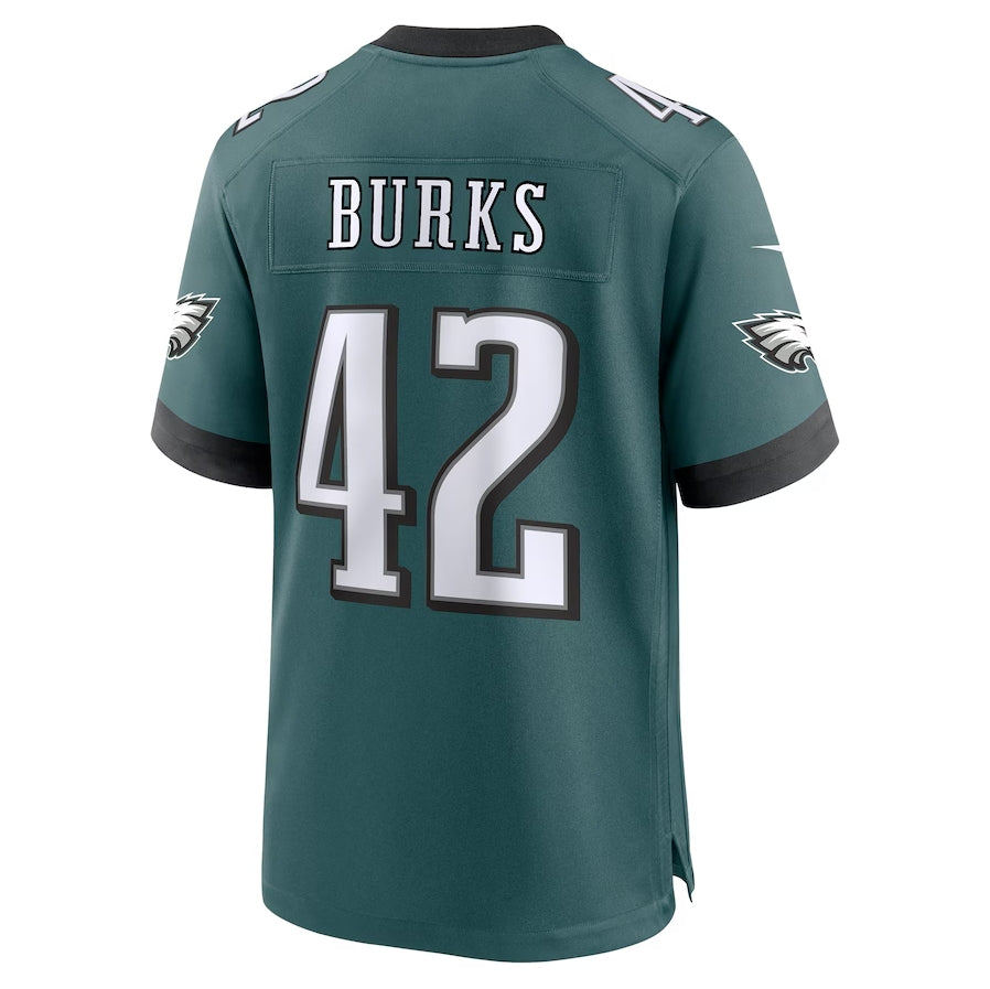 P.Eagles #42 Oren Burks Game Jersey - Midnight Green American Football Jerseys - Main View