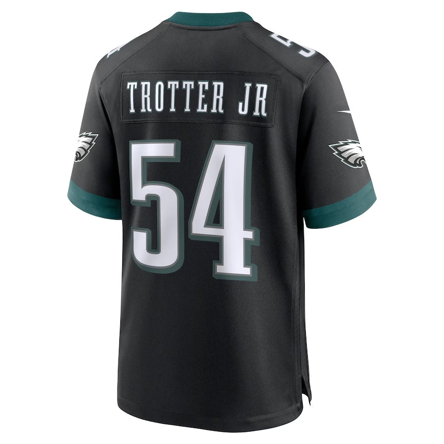 P.Eagles #54 Jeremiah Trotter Jr. Alternate 2024 Draft Game Jersey - Black Football Jerseys - Main View