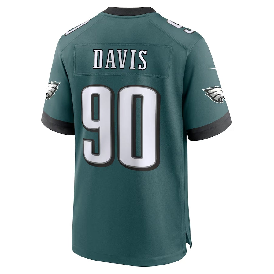 P.Eagles #90 Jordan Davis Team Game Jersey - Midnight Green American Football Jerseys - Main View