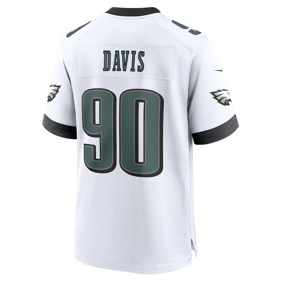 P.Eagles #90 Jordan Davis White Game Jersey - White American Football Jerseys - Main View