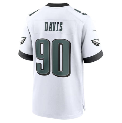 P.Eagles #90 Jordan Davis White Game Jersey - White American Football Jerseys - Main View