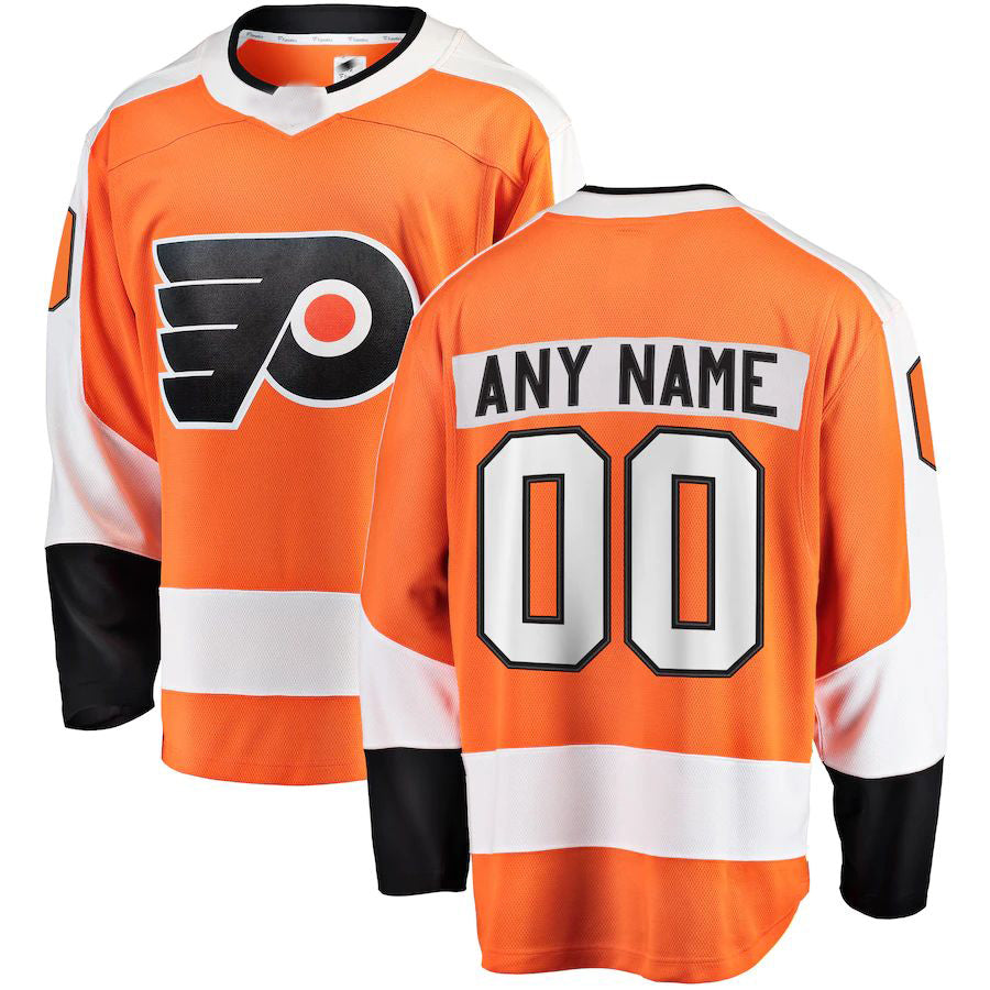 Custom P.Flyers Fanatics Branded Home Breakaway  Orange Stitched American Hockey Jerseys - Main View