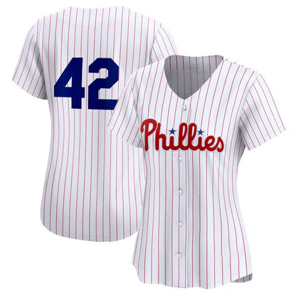 Philadelphia Phillies 2024 #42 Jackie Robinson Day Home Limited Jersey – White Stitches Baseball Jerseys - Main View