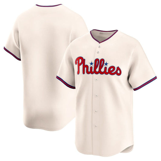 Philadelphia Phillies Alternate Limited Jersey - Cream Stitched Baseball Jersey - Main View