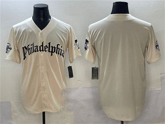 Philadelphia Phillies Blank Cream Gothic Vapor Limited Stitched Baseball Jersey - Main View