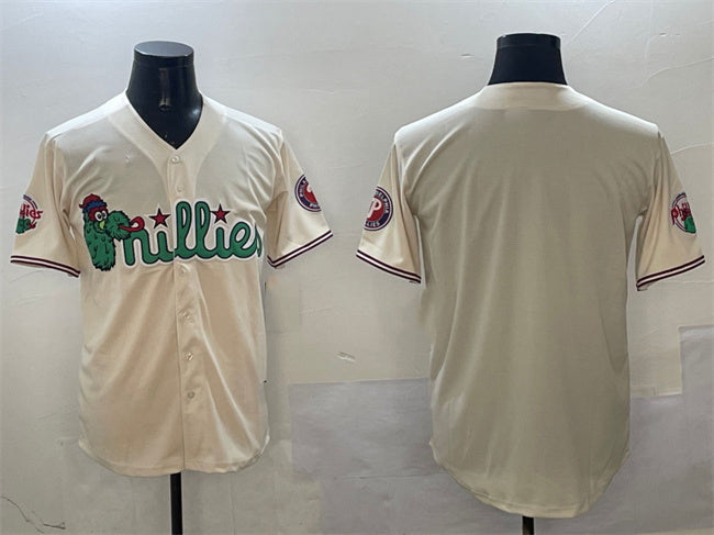 Philadelphia Phillies Blank Cream Phanatic Limited Stitched Baseball Jersey - Main View