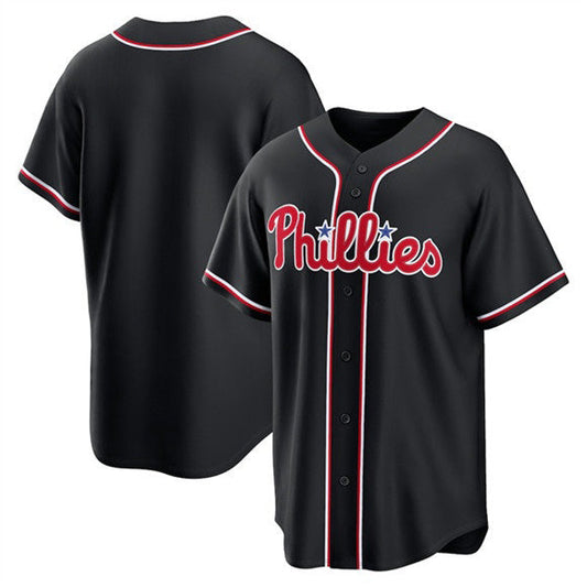 Philadelphia Phillies Blank Fashion Black Out Stitched Baseball Jersey - Main View
