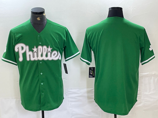 Philadelphia Phillies Blank Green Celtic Stitched Cool Base Baseball Jersey - Main View