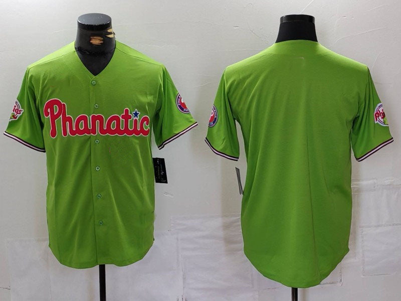 Philadelphia Phillies Blank Green With Patch Stitched Cool Base Baseball Jersey - Main View