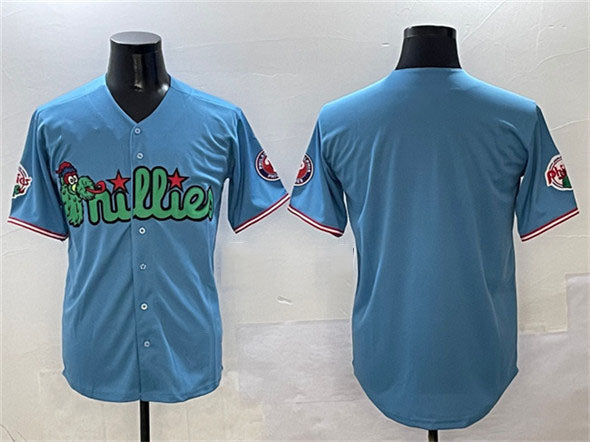 Philadelphia Phillies Blank Light Blue Phanatic Limited Stitched Baseball Jersey - Main View
