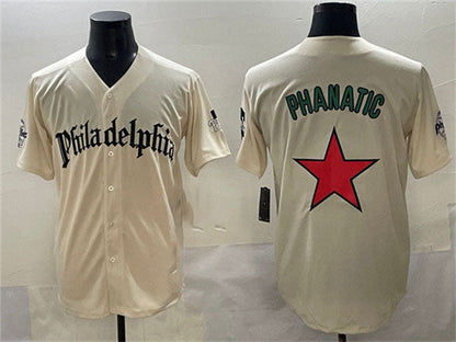 Philadelphia Phillies Cream Phanatic Gothic Vapor Limited Stitched Baseball Jersey - Main View