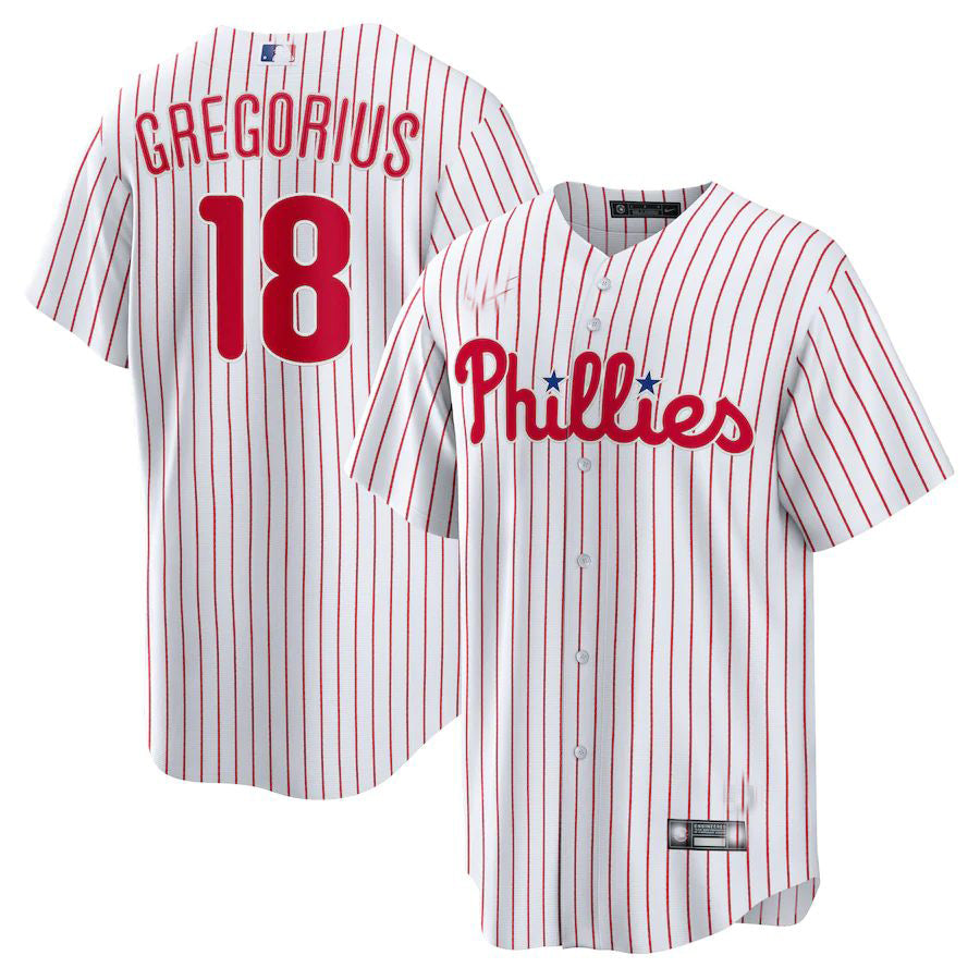 Philadelphia Phillies #18 Didi Gregorius White Home Replica Player Name Jersey Baseball Jerseys - Main View