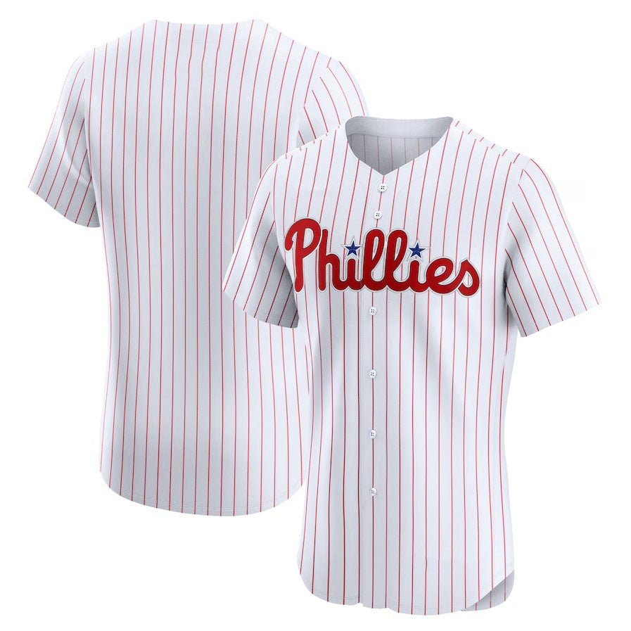 Philadelphia Phillies Home Elite Jersey - White Stitched Baseball Jersey - Main View
