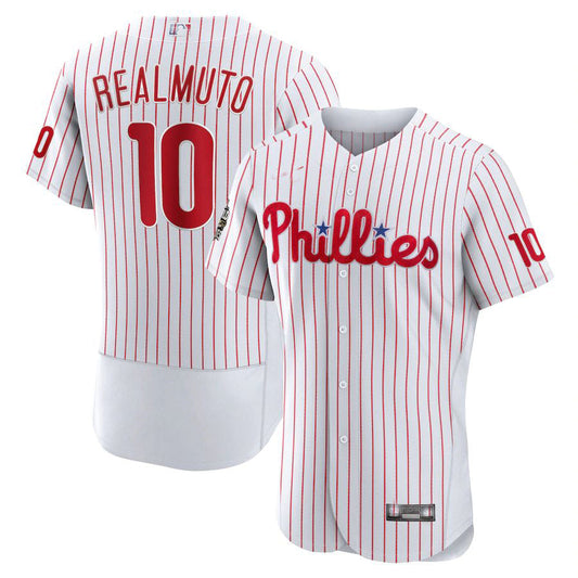 Philadelphia Phillies #10 J.T. Realmuto White 2022 World Series Home Authentic Player Jersey Baseball Jerseys - Main View