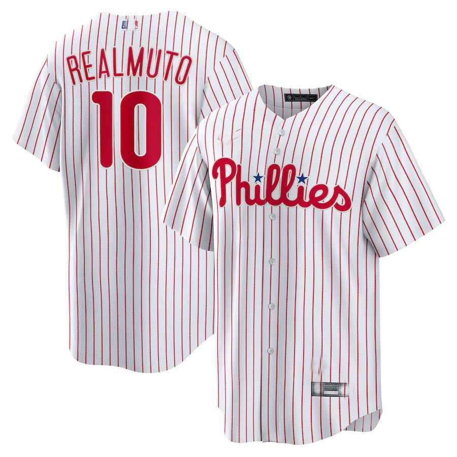 Philadelphia Phillies #10 JT Realmuto White Home Replica Player Name Jersey Baseball Jerseys - Main View