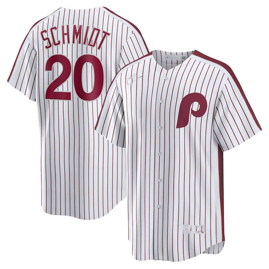 Philadelphia Phillies #20 Mike Schmidt White Home Cooperstown Collection Player Jersey Baseball Jerseys - Main View