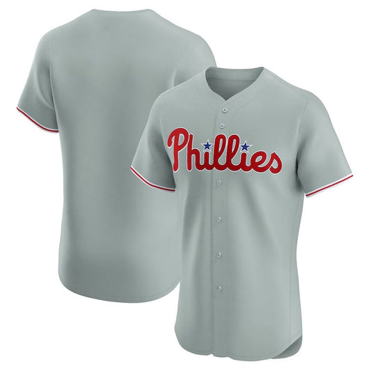 Philadelphia Phillies Road Elite Jersey - Gray Stitched Baseball Jersey - Main View