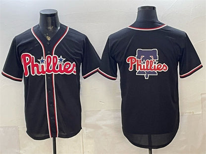 Philadelphia Phillies Team Big Logo 2026 Fashion Replica Black Out Stitched Baseball Jersey - Main View