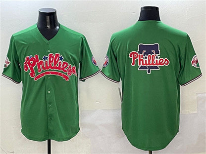 Philadelphia Phillies Team Big Logo Green Phanatic Limited Stitched Baseball Jersey - Main View
