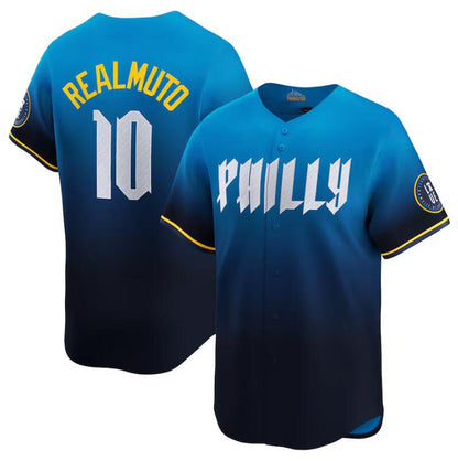 Philadelphia Phillies #10 J.T. Realmuto Blue 2024 City Connect Limited Stitched Baseball Jersey - Main View