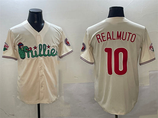 Philadelphia Phillies #10 J.T. Realmuto Cream Phanatic Limited Stitched Baseball Jersey - Main View