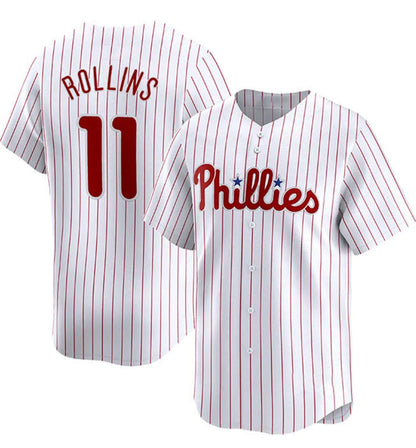 Philadelphia Phillies #11 Jimmy Rollins White Home Limited Stitched Baseball Jerseys - Main View
