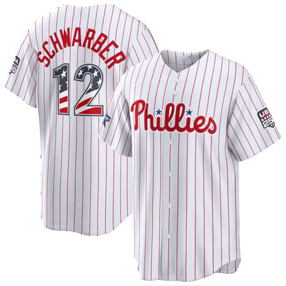 Philadelphia Phillies #12 Kyle Schwarber 2026 All-Star Edition Stars & Stripes White Stadium Baseball Jersey - Main View