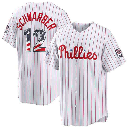 Philadelphia Phillies #12 Kyle Schwarber 2026 All-Star Edition Stars & Stripes White Stadium Baseball Jersey - Main View