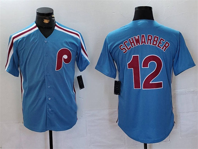 Philadelphia Phillies #12 Kyle Schwarber Blue Cool Base Stitched Baseball Jersey - Main View
