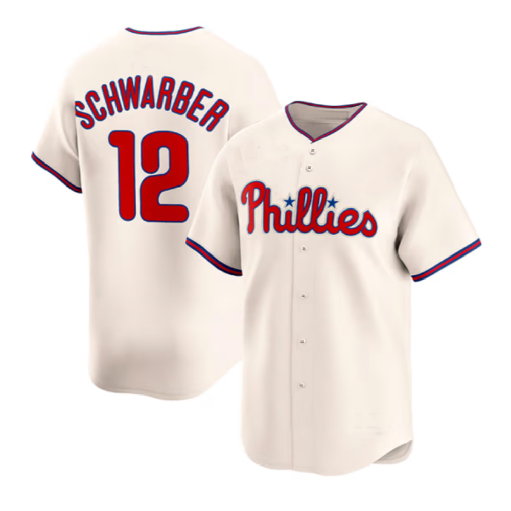 Philadelphia Phillies #12 Kyle Schwarber Cream Limited Baseball Jersey view 2