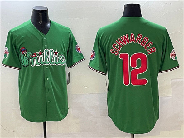 Philadelphia Phillies #12 Kyle Schwarber Green Phanatic Limited Stitched Baseball Jersey - Main View
