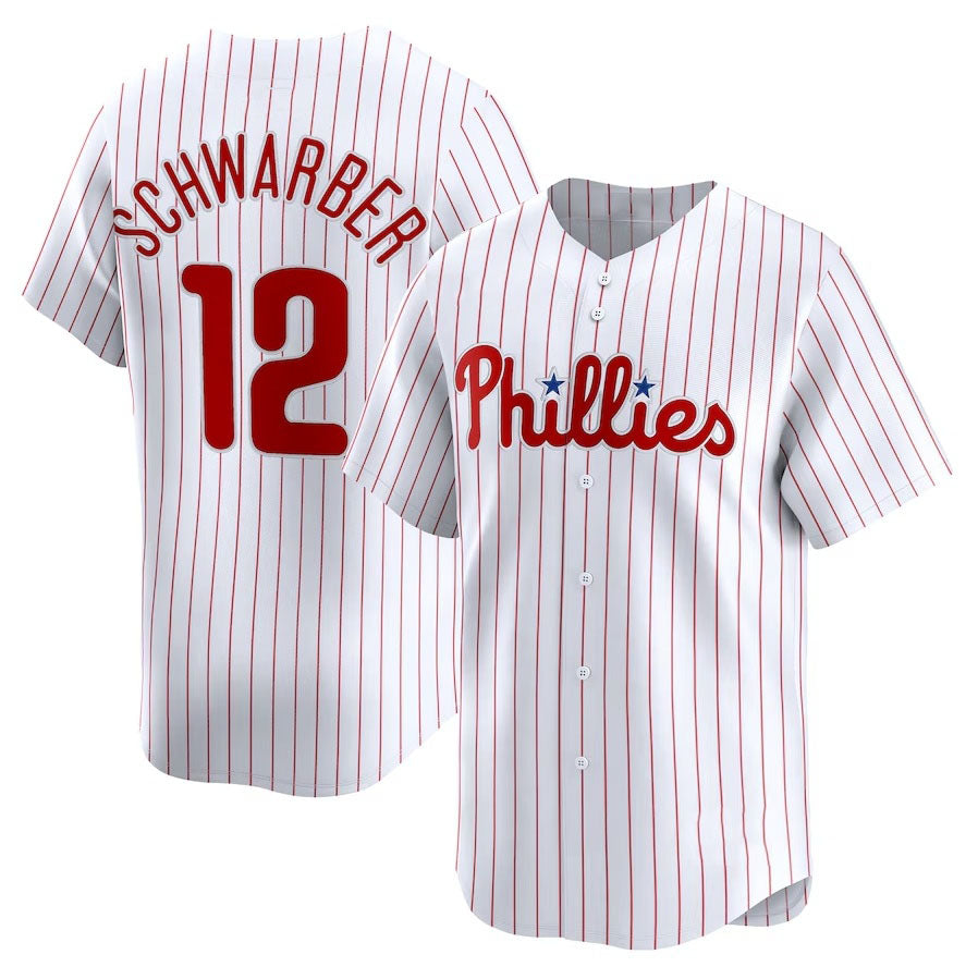 Philadelphia Phillies #12 Kyle Schwarber Home Limited Player Jersey - White Stitched Baseball Jersey - Main View