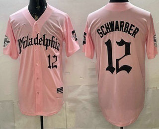 Philadelphia Phillies #12 Kyle Schwarber Pink Gothic Vapor Limited Stitched Baseball Jersey - Main View