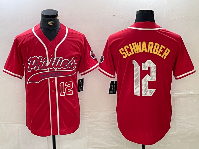 Philadelphia Phillies #12 Kyle Schwarber Red 2024 City Connect Limited Stitched Baseball Jerseys - Main View