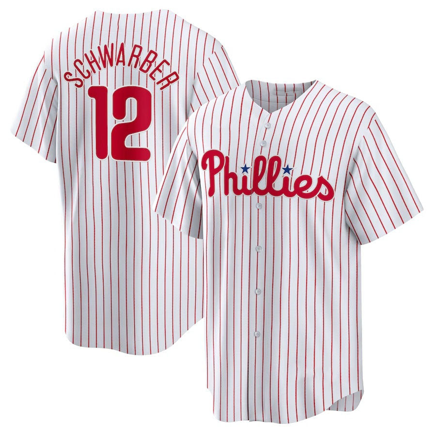 Philadelphia Phillies #12 Kyle Schwarber Replica Player Jersey - White Stitched Baseball Jersey - Main View