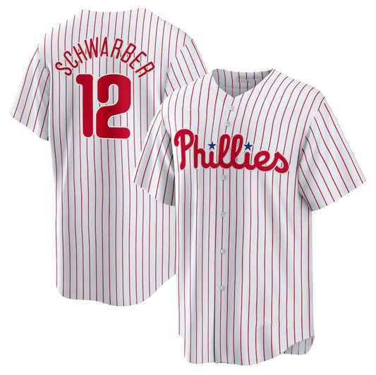 Philadelphia Phillies #12 Kyle Schwarber Replica Player Jersey - White Stitched Baseball Jersey - Main View