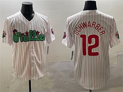Philadelphia Phillies #12 Kyle Schwarber White Phanatic Cool Base Stitched Baseball Jersey - Main View