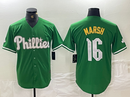 Philadelphia Phillies #16 Brandon Marsh Green 2024 City Connect Stitched Baseball Jerseys - Main View