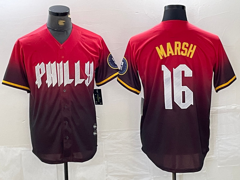 Philadelphia Phillies #16 Brandon Marsh Red 2024 City Cool Base Baseball Jersey - Main View