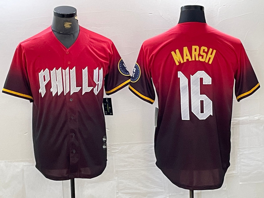 Philadelphia Phillies #16 Brandon Marsh Red 2024 City Cool Base Baseball Jersey - Main View