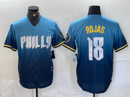 Philadelphia Phillies #18 Johan Rojas Blue 2024 City Connect Limited Stitched Baseball Jerseys - Main View