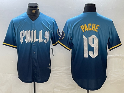 Philadelphia Phillies #19 Cristian Pache Blue 2024 City Connect Limited Stitched Baseball Jersey - Main View