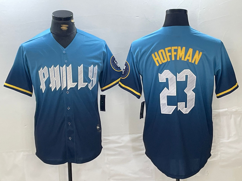 Philadelphia Phillies #23 Jeff Hoffman Blue 2024 City Connect Limited Stitched Baseball Jersey - Main View