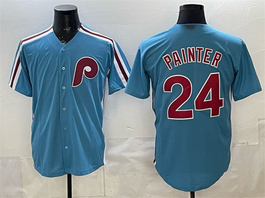 Philadelphia Phillies #24 Andrew Painter Blue Cool Base Stitched Baseball Jersey - Main View