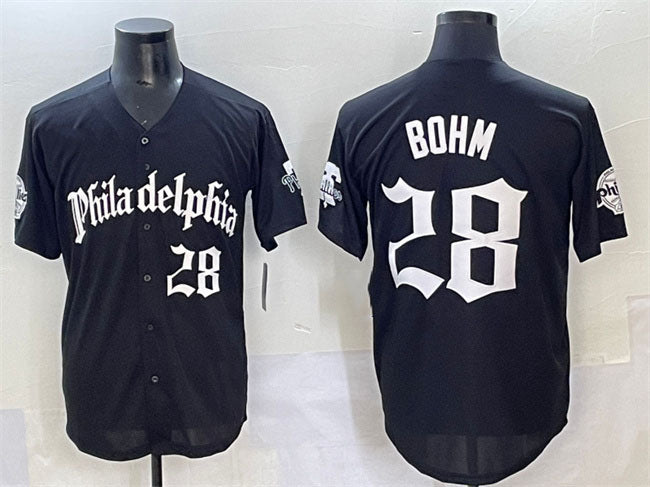 Philadelphia Phillies #28 Alec Bohm Black Gothic Vapor Limited Stitched Baseball Jersey - Main View
